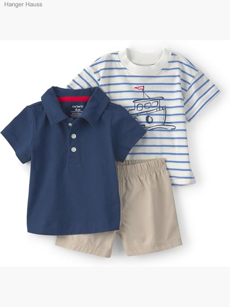 Infant 3-Piece Short Set: Two Tops & Shorts Cotton